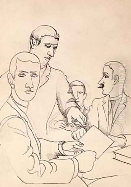 Friends Drawing Oil Painting by Roger de La Fresnaye