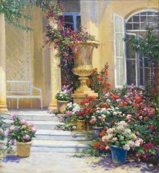 Jardin Oil Painting by Aurelio Tolosa Y Alsina