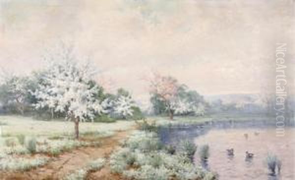 Paisaje Lacustre. Oil Painting by Aurelio Tolosa Y Alsina