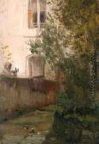 Cortile Alberato Oil Painting by Gioacchino Toma