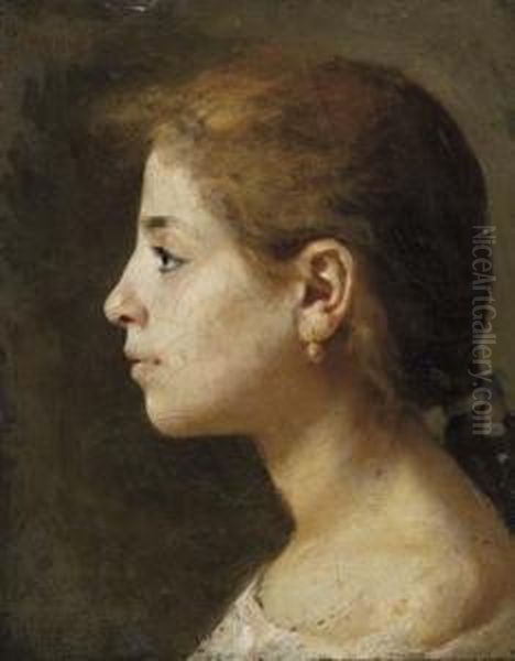 Profilo Di Giovinetta Oil Painting by Gioacchino Toma