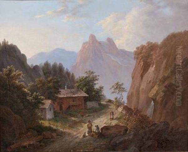 Rast Bei Der Almhutte Oil Painting by Matthias Rudolf Toma