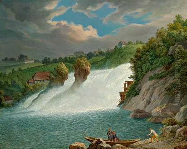 Der Rheinfall Bei Schaffhausen Oil Painting by Matthias Rudolf Toma