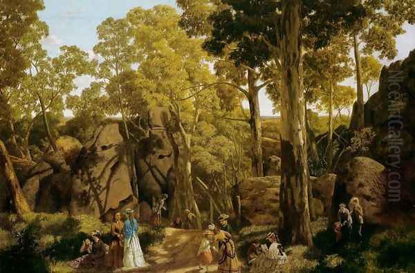 At the Hanging Rock Oil Painting by William Ford