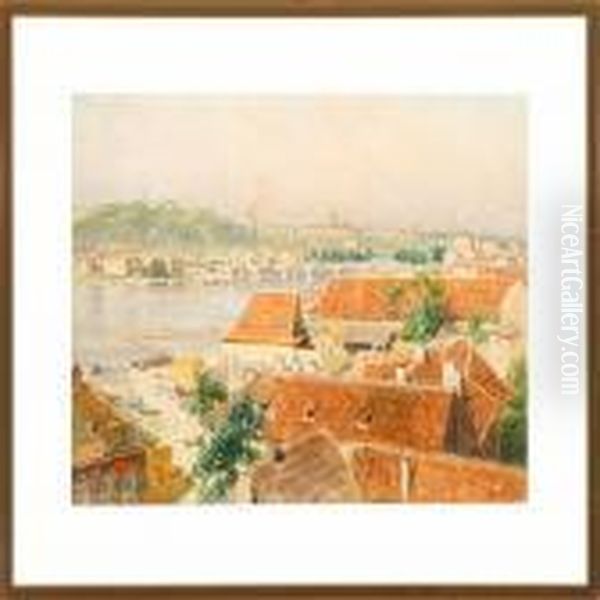 View Of Prague And The Charles Bridge Oil Painting by Heinrich Tomec