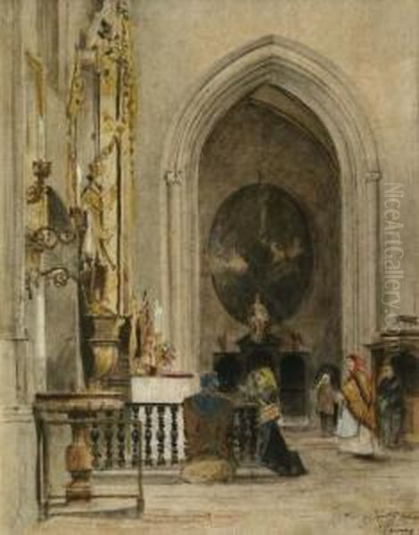 In Der Teynkirche In Prag Oil Painting by Heinrich Tomec