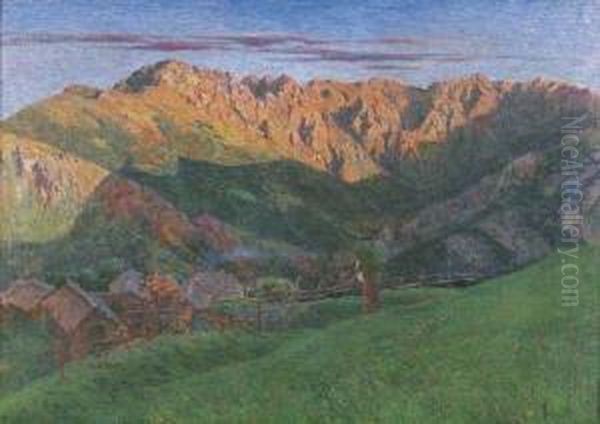 Paesaggio Montano Oil Painting by Achille Tominetti