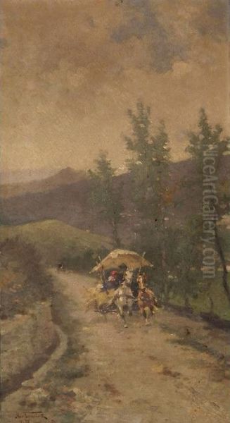 L'arrivo Delle Carrozze Oil Painting by Alfredo Tominz