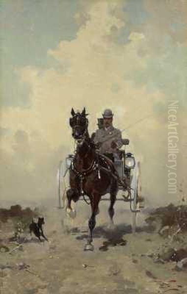 Einspanner Mit Begleiter Oil Painting by Alfredo Tominz