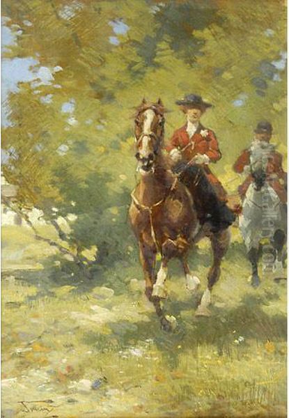 Cavallerizza Nel Bosco Oil Painting by Alfredo Tominz