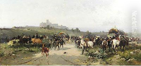 Mercato Dei Cavalli A Duino Oil Painting by Alfredo Tominz