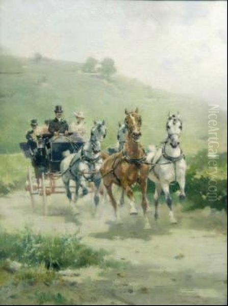 Passeggiata In Carrozza Oil Painting by Alfredo Tominz