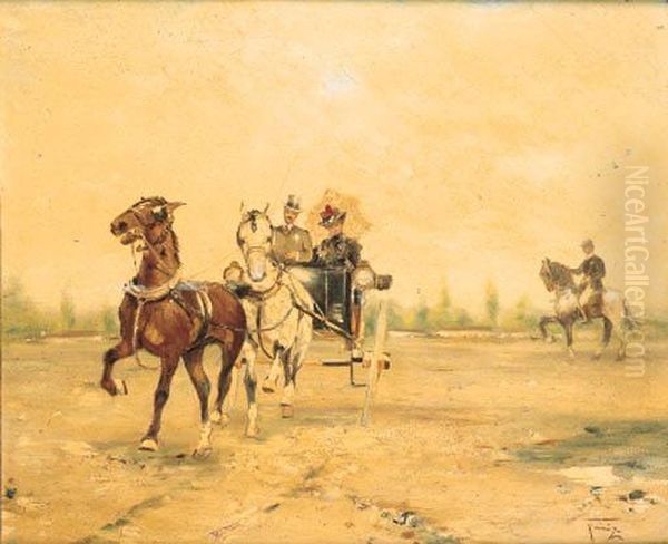 Gita In Carrozza Oil Painting by Alfredo Tominz