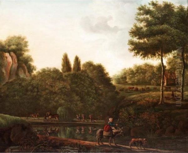 A Rural Idyll Oil Painting by William Tomkins