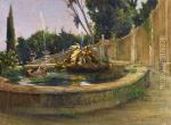 Fontana Oil Painting by Adolfo Tommasi