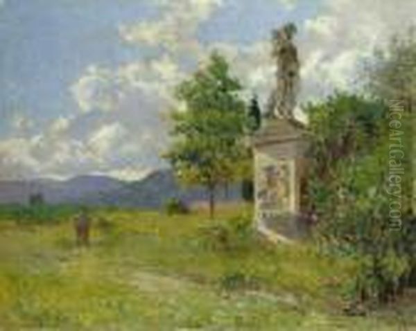 Villa Kaugler A Borgo A Buggiano Oil Painting by Adolfo Tommasi