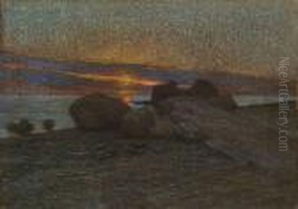 Marina Al Tramonto Oil Painting by Adolfo Tommasi