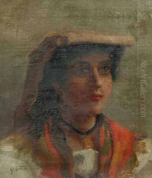 Contadina Oil Painting by Adolfo Tommasi