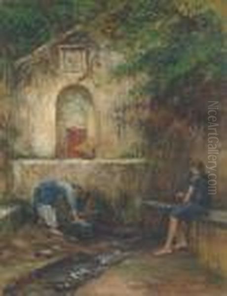 Alla Fonte Oil Painting by Adolfo Tommasi