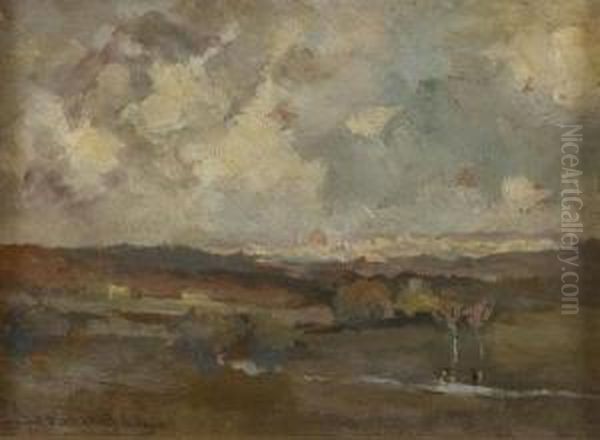 Paesaggio Con Veduta Di Firenze Oil Painting by Adolfo Tommasi