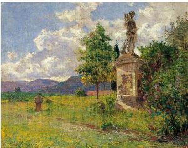 Villa Kauzler A Borgo A Buggiano Oil Painting by Adolfo Tommasi