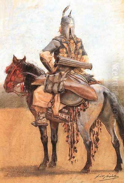 Hungarian Rider of the Era of Conquest Oil Painting by Arpad Feszty