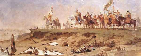 Conquest, first sketch 1891 Oil Painting by Arpad Feszty