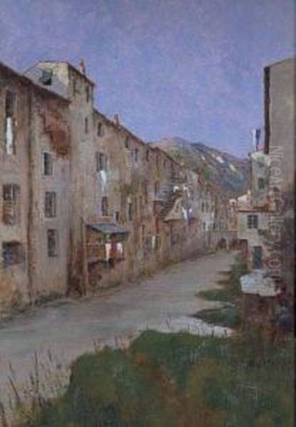 Case Sul Canale Oil Painting by Adolfo Tommasi