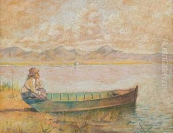 Massaciuccoli Oil Painting by Angiolo Tommasi