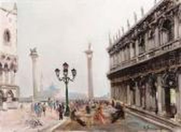 Veduta Della Piazzetta Di San Marco Verso San Giorgio Oil Painting by Angiolo Tommasi