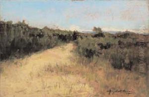 Paesaggio Toscano Oil Painting by Angiolo Tommasi