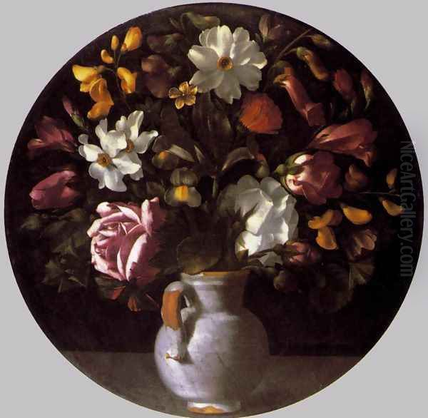 Vase of Flowers 1636 Oil Painting by Juan Fernandez