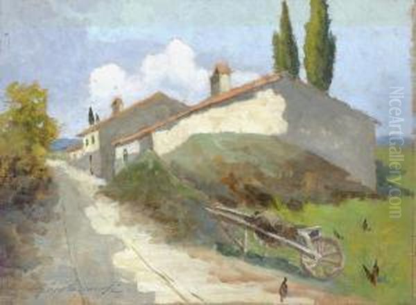 Casolari In Campagna Oil Painting by Gino Tommasi