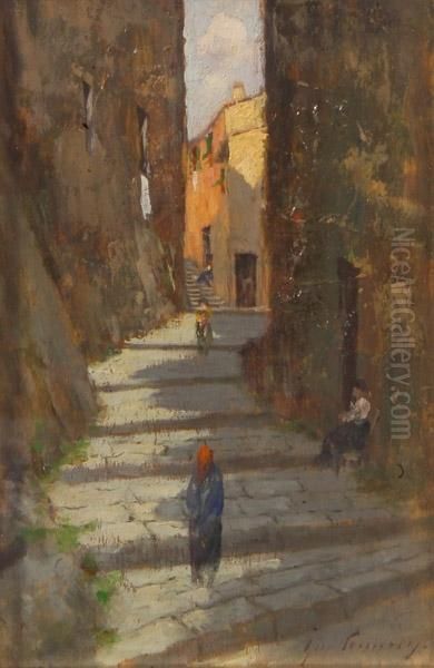 Scorcio Di Vicolo Oil Painting by Gino Tommasi