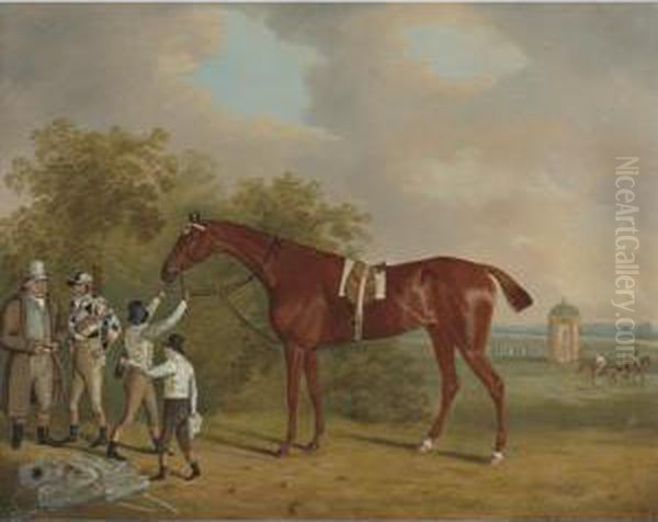 Mr. Watt's Altisidora, Winner Of The 1813 St. Leger Oil Painting by Clifton Tomson