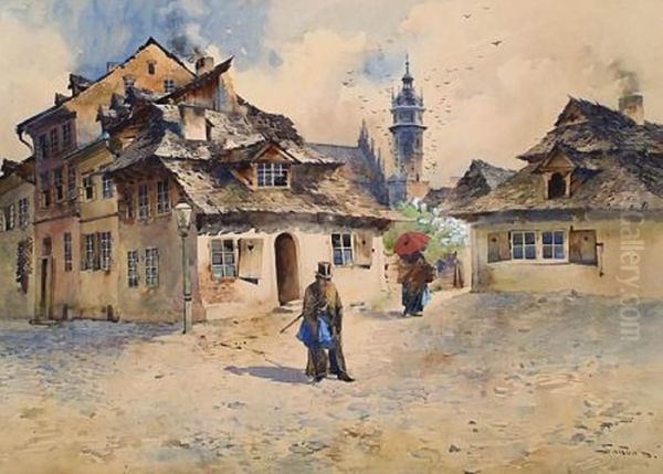 Dawna Zabudowa Kazimierza. 
Domostwa Oppidum Judaeorum, W Tle Widok Na Kosciol Bozego Ciala Oil Painting by Stanislav Tondos