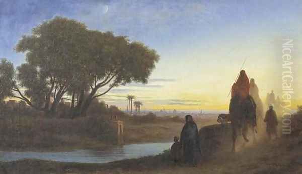 Caravan, Sunset (Caravane au crepuscule) Oil Painting by Charles-Theodore Frère