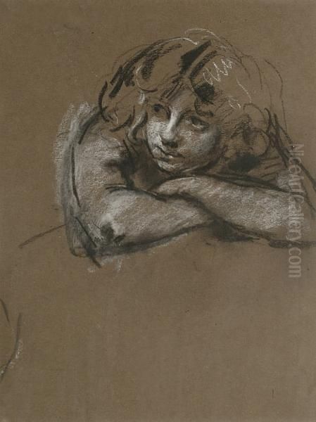 Girl With Folded Arms Oil Painting by Henry Tonks