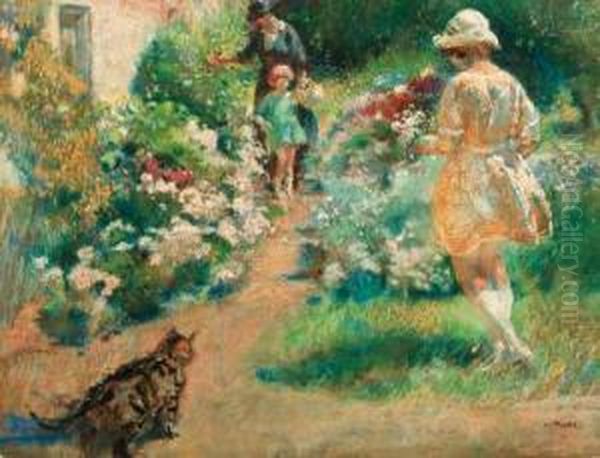 Gathering Flowers Oil Painting by Henry Tonks