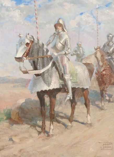 Knights on Horses Oil Painting by John False