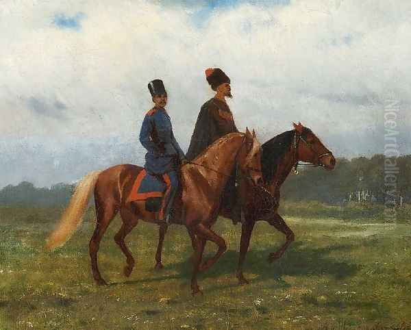 Riding Cossacks Oil Painting by John False