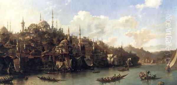 A View of the Suleymaniyeh Oil Painting by Eugene Napoleon Flandin