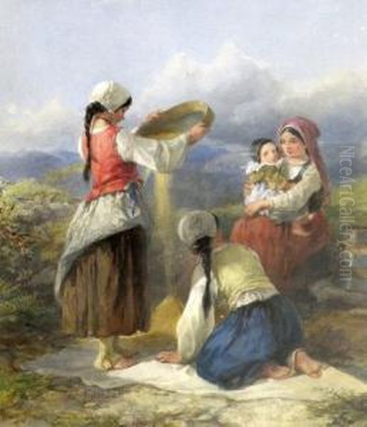 Winnowing Oil Painting by Francis William Topham