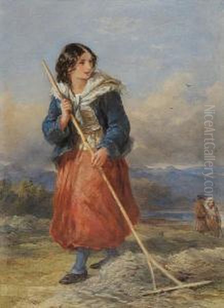 Raking Oil Painting by Francis William Topham