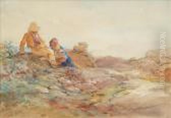 Playing In The Hills Above Biltros Oil Painting by Francis William Topham