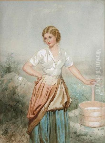 The Washer Woman Oil Painting by Francis William Topham