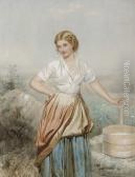 The Milkmaid Oil Painting by Francis William Topham