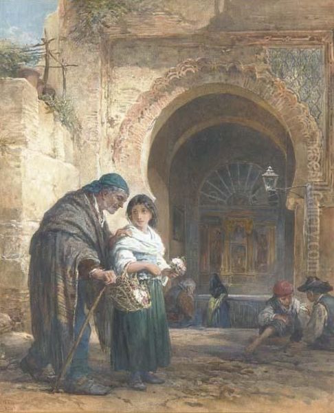 The Flower Seller Oil Painting by Francis William Topham