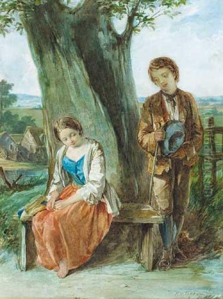 Courting Couple Oil Painting by Frank William Warwick Topham