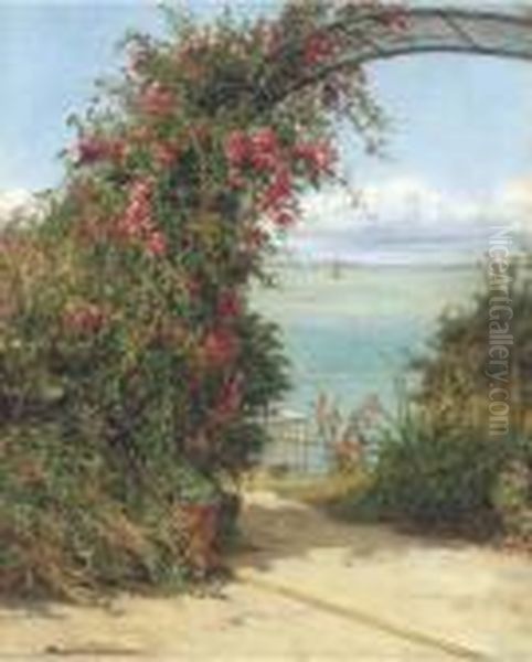 A Garden By The Sea Oil Painting by Frank William Warwick Topham